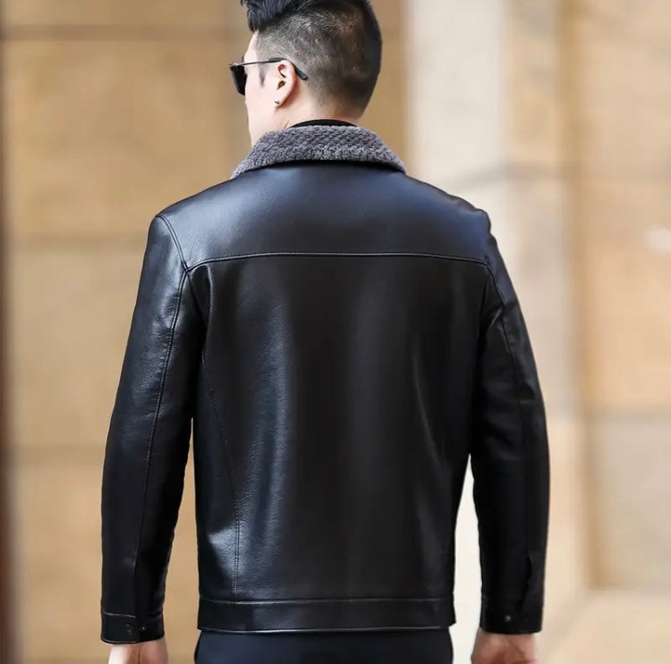 Vest cuir noir bâtonner