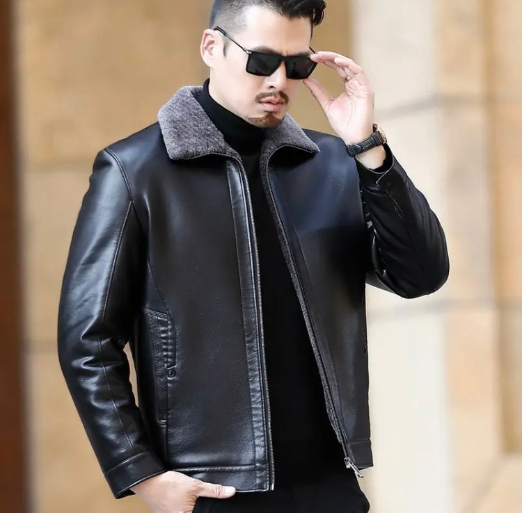 Vest cuir noir bâtonner