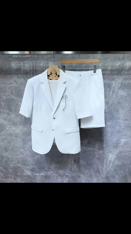 Costume Été Pied-de-Poule Blanc