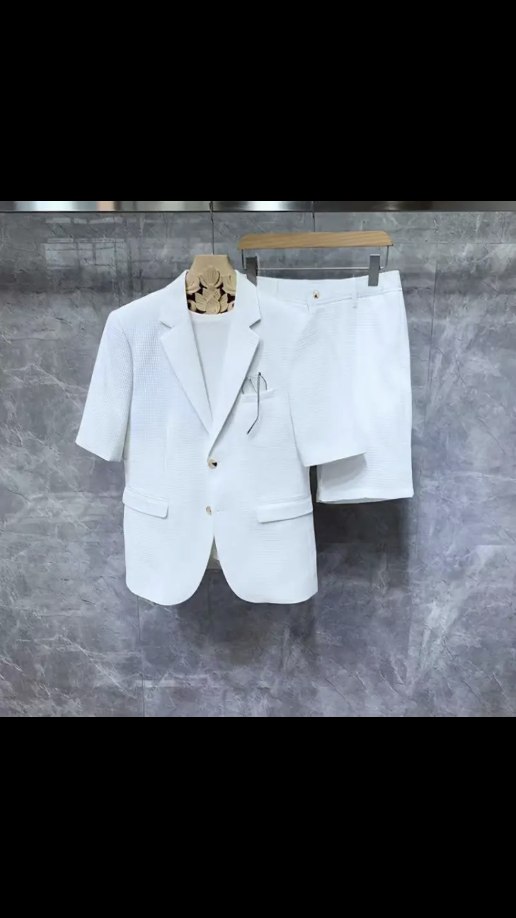 Costume Été Pied-de-Poule Blanc