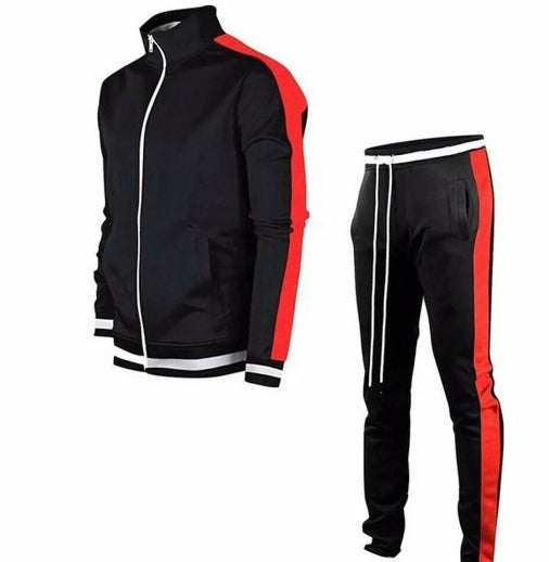 Ensemble  Survêtement sport Noir Bande Rouge
