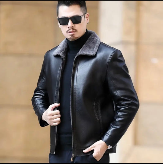 Vest cuir noir bâtonner