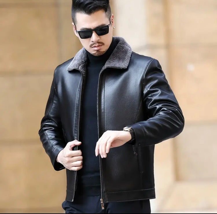 Vest cuir noir bâtonner